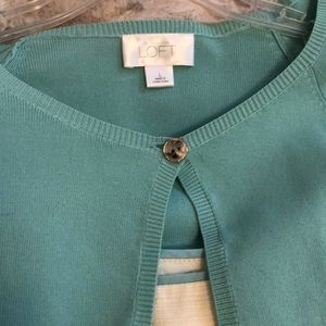 Ann Taylor Loft green and cream floral dress